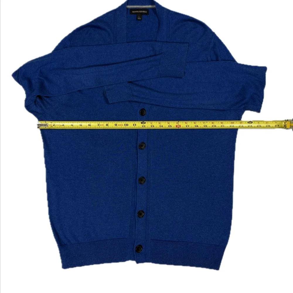 Banana Republic silk cashmere blend blue knit v neck cardigan sweater men large